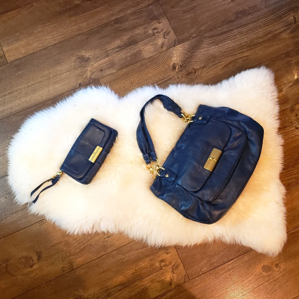 Blue Coach Purse and Wallet Set